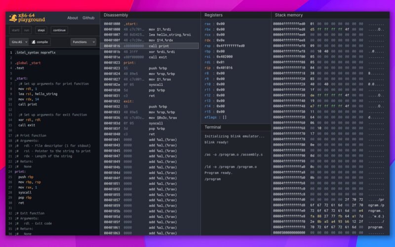 x86-64 playground