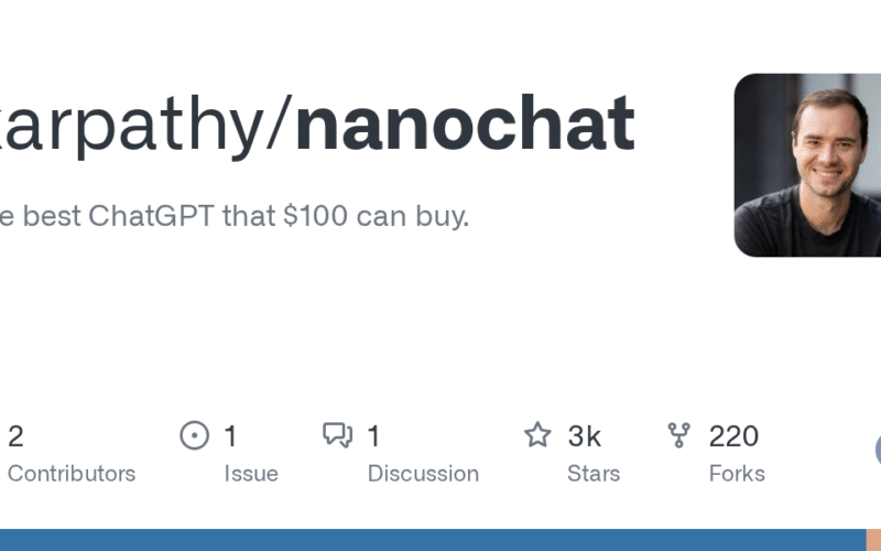 karpathy/nanochat: The best ChatGPT that $100 can buy.