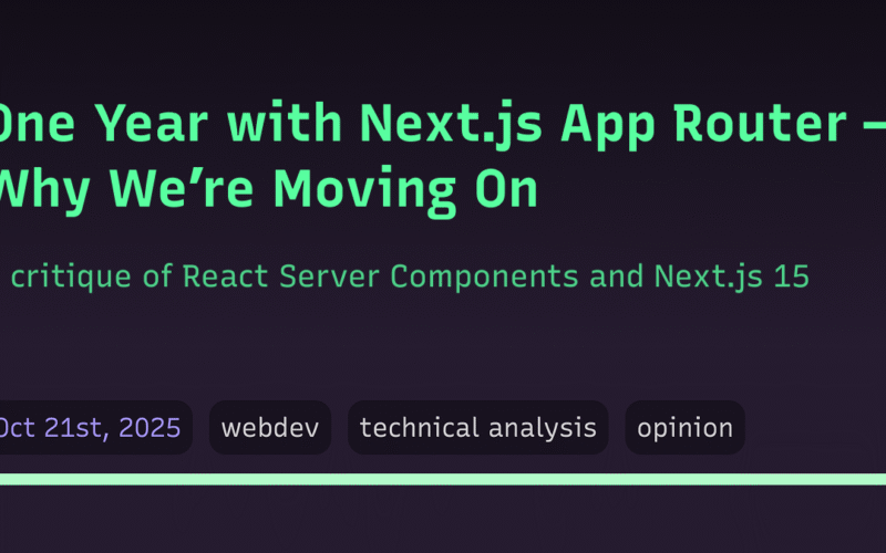 One Year with Next.js App Router — Why We’re Moving On
