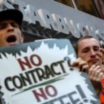 The United Starbucks Workers Union strikes on Red Cup Day