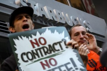 The United Starbucks Workers Union strikes on Red Cup Day