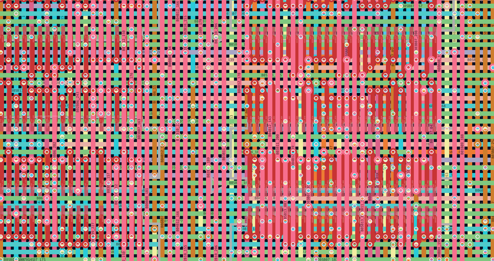 Zoomed detail of Manhattan lattice routing