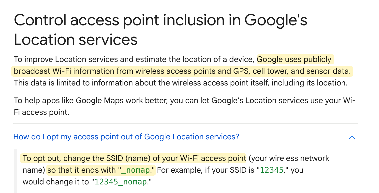 Google support WPS opt out page
