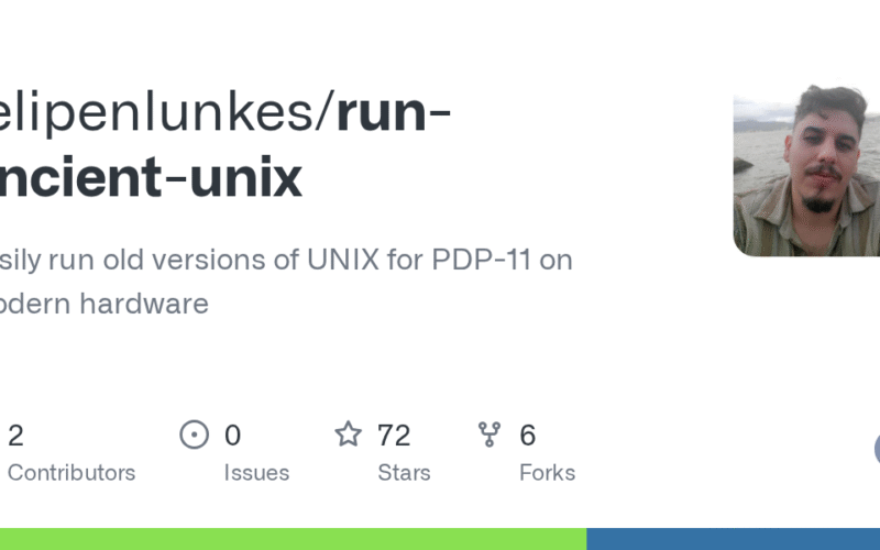 felipenlunkes/run-ancient-unix: Easily run old versions of UNIX for PDP-11 on modern hardware