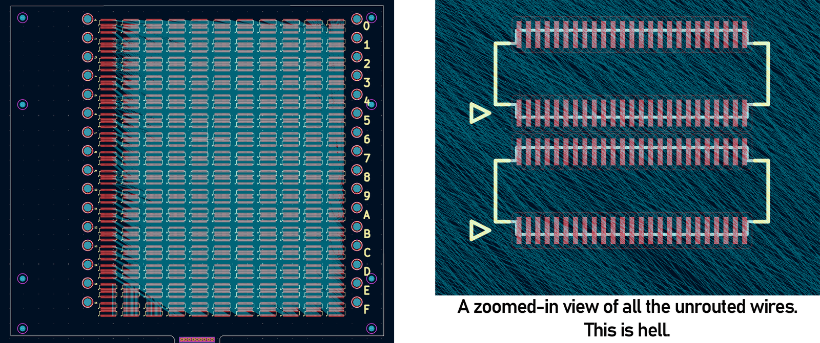 a view of the backplane, before routing the PCB