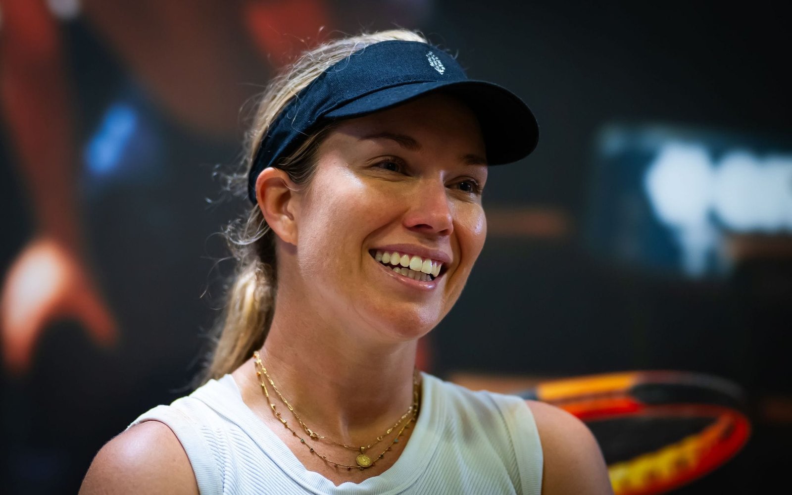 Danielle Collins interacts with the media at the 2024 Italian Open (Source: Getty)