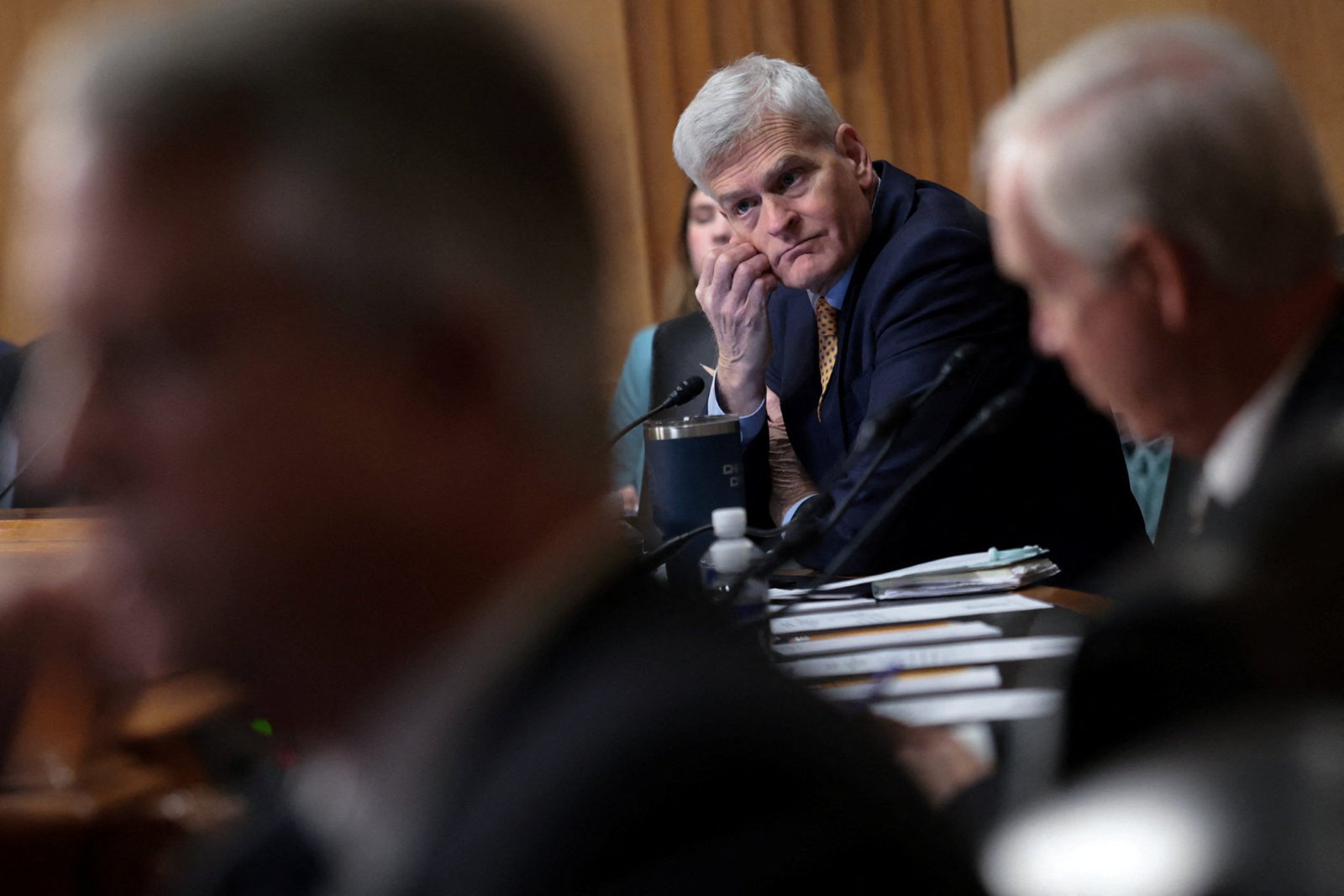 Sen. Bill Cassidy, R-Los Angeles, listens to testimony during a Senate hearing on health care costs on November 19.
