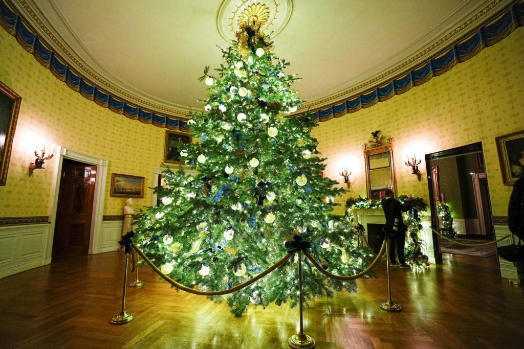 White House Christmas decorations press preview