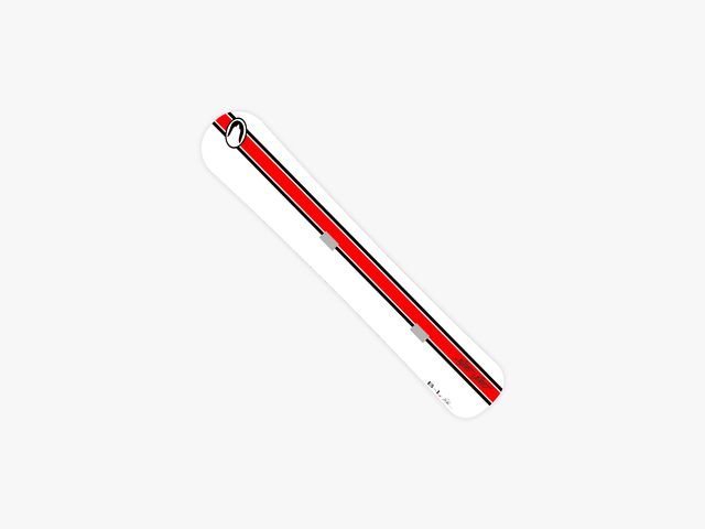 White skateboard with red line