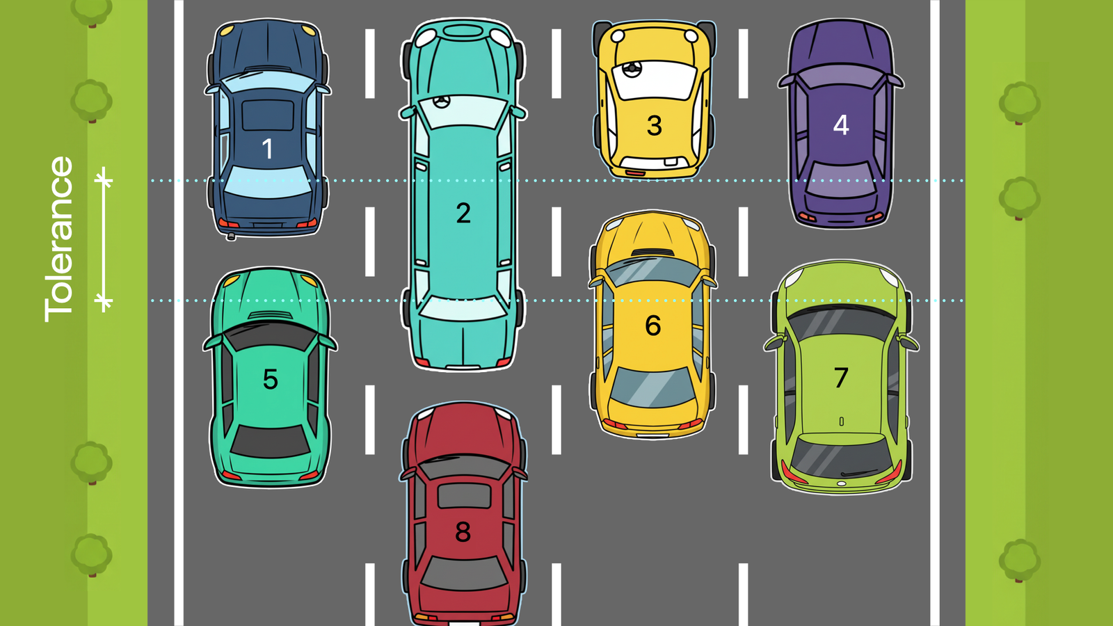 Now the highway has the cars ordered in a fashion that