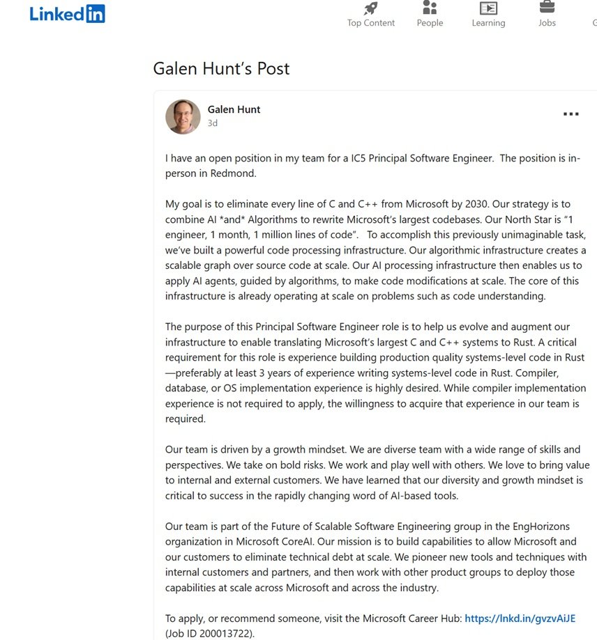 Microsoft job listing