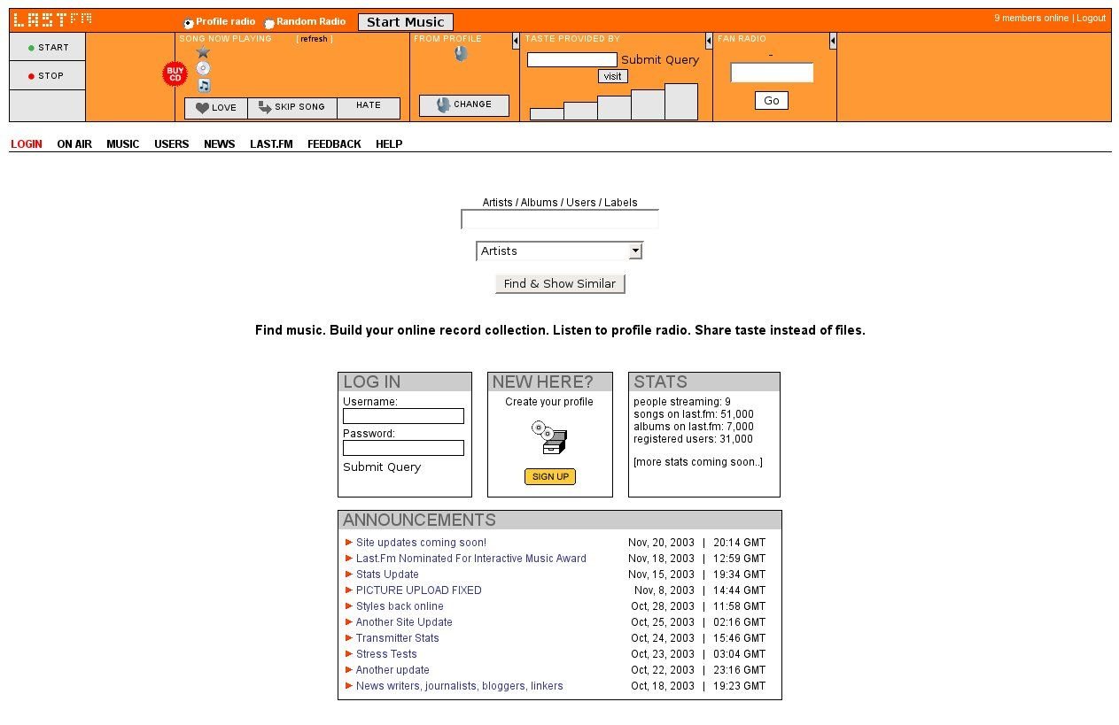Last.fm circa November 2003