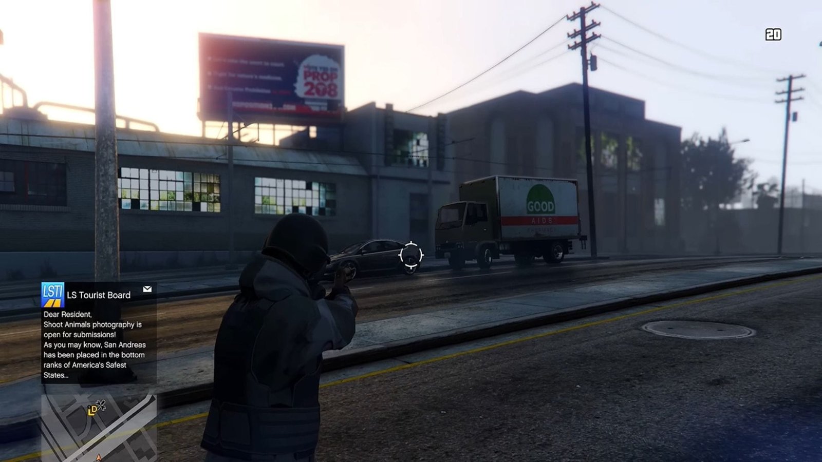 Use the built-in grenade launcher to blow up cars (Image via Rockstar Games || YouTube/@Evizcerate)