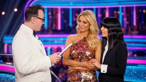 Craig Revel Horwood with Tess Daly and Claudia Winkleman during Strictly Come Dancing 2025. 
