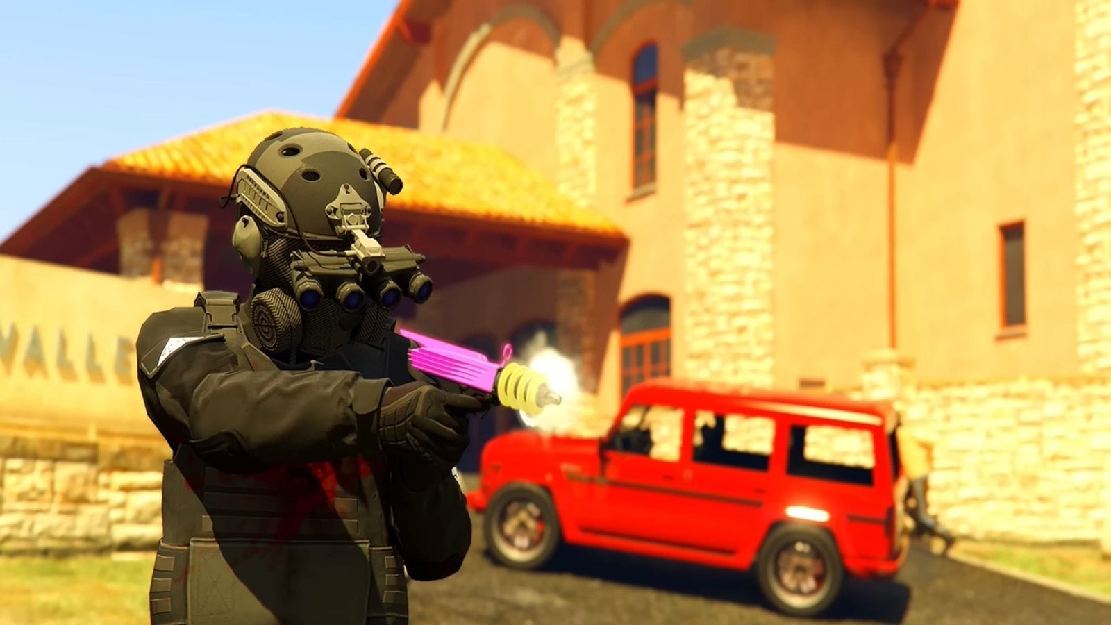 The Up-n-Atomizer is a very useful weapon (Image via Rockstar Games || YouTube/@Evizcerate)