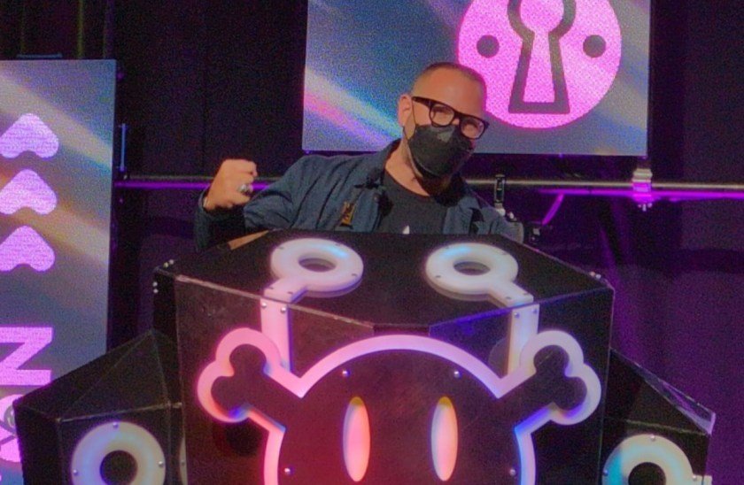 A photo of me onstage, giving a speech, pounding the podium.