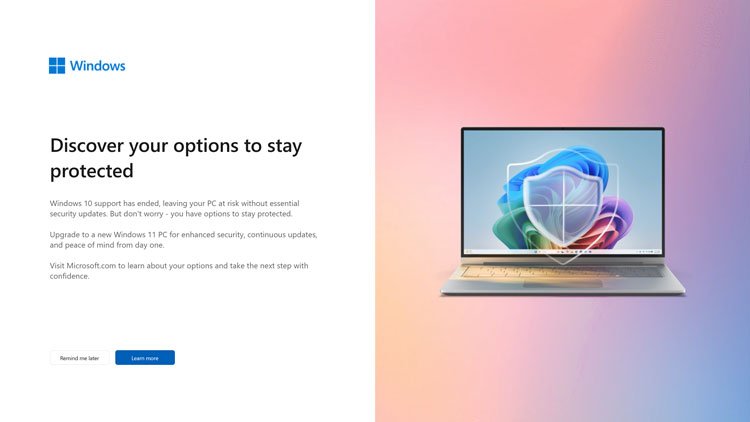Windows 10 end of life announcement