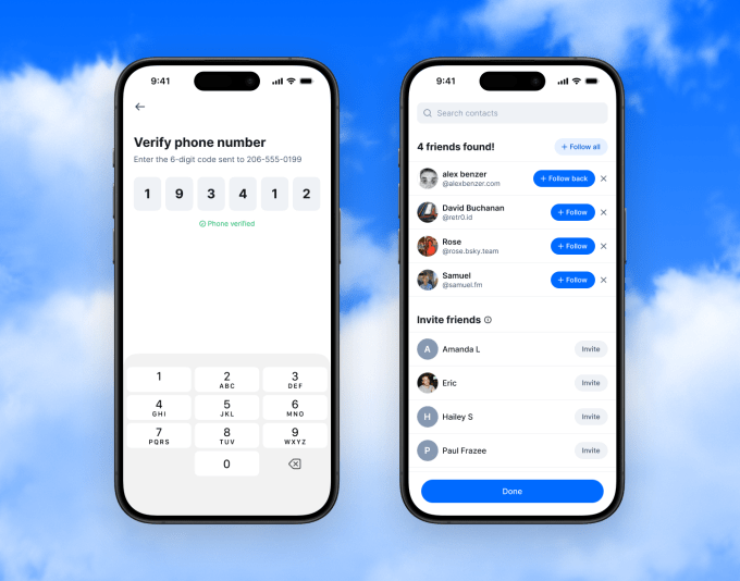 Screenshots showing Bluesky