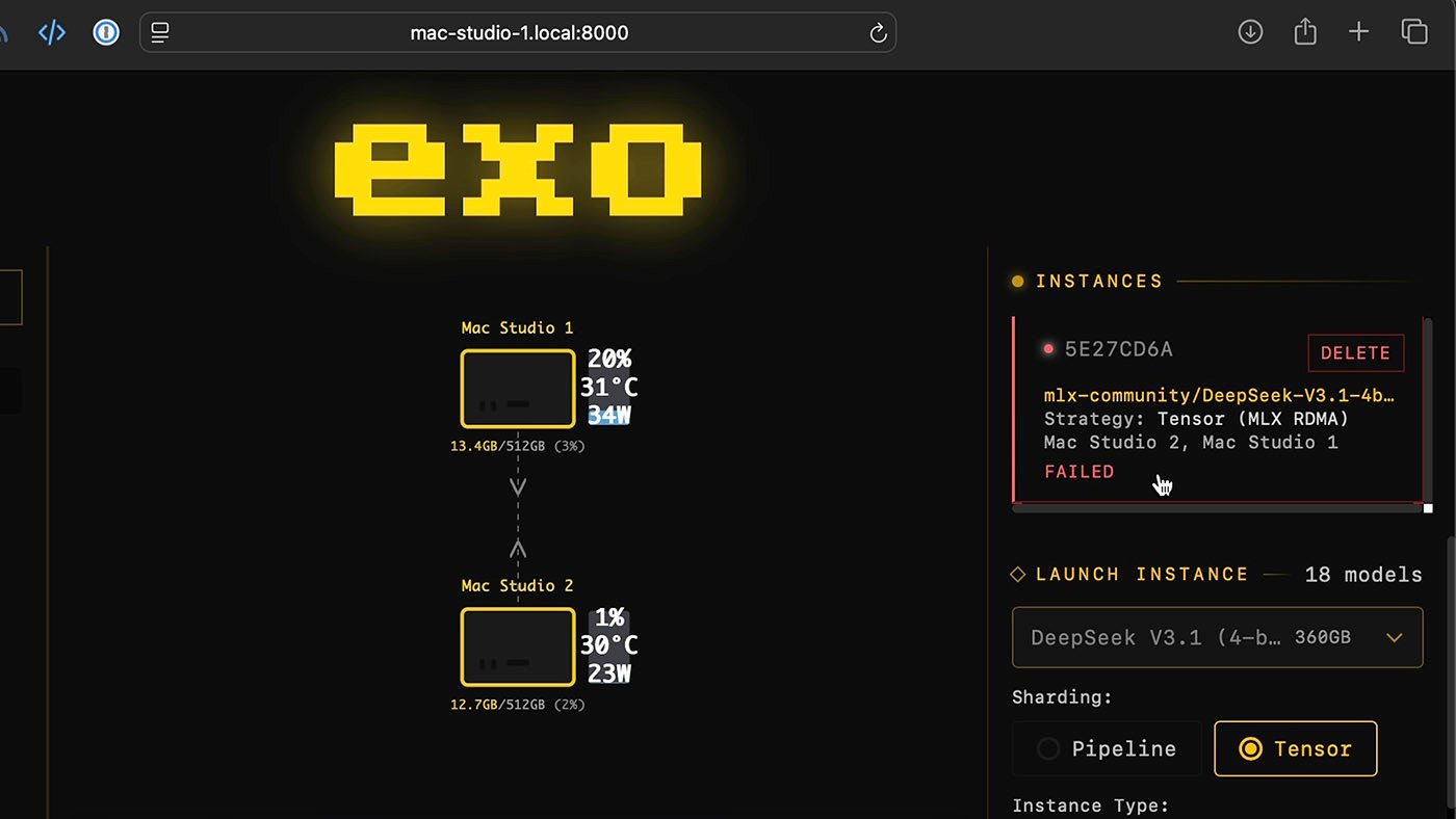 Mac Studio Cluster - Exo failed loading model