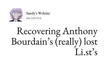 Recovering Anthony Bourdain’s (really) lost Li.st’s