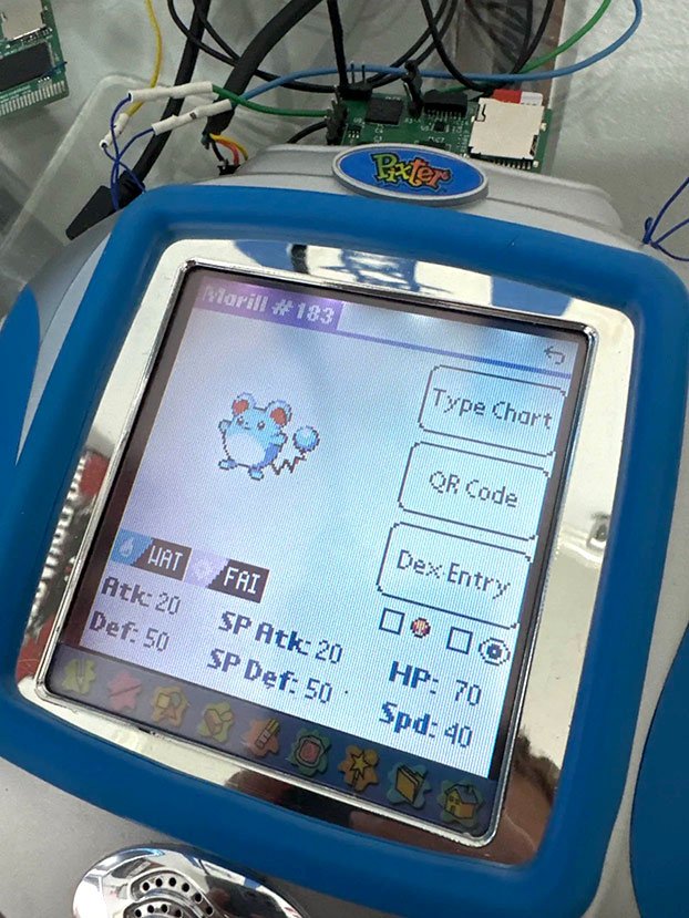 Pixter Color running Palmkedex showing Marill