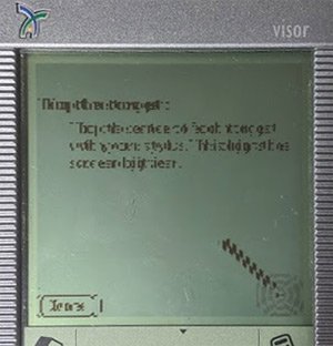 Visor showing garbled OS5.2 touch screen calibration dialog