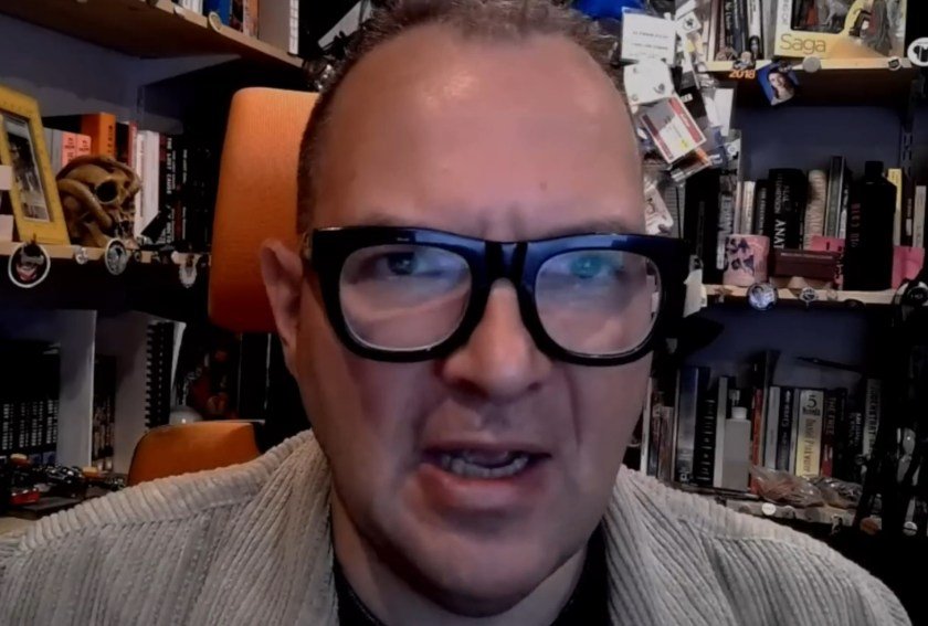 A screenshot of me at my desk, doing a livecast.