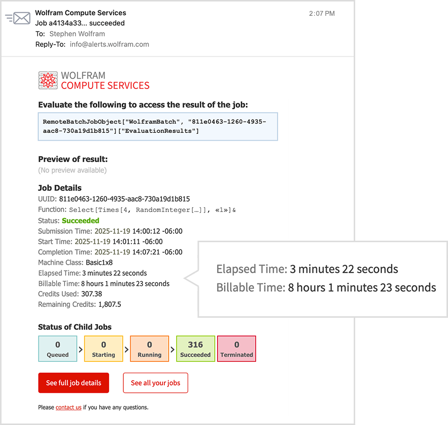 Email providing job details Email providing job details