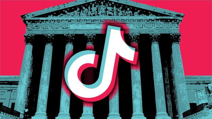 TikTok logo superimposed on the Supreme Court building