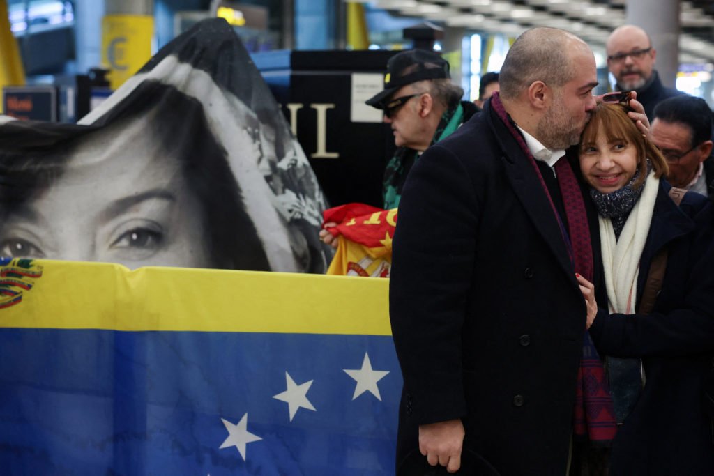 Spanish citizens released during the release of prisoners in Venezuela arrive at Adolfo Suarez Madrid-Barajas Airport