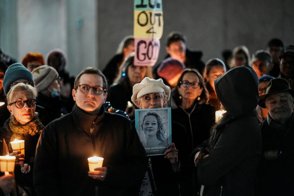 People take part in a vigil for Renee Nicole Judd in New York