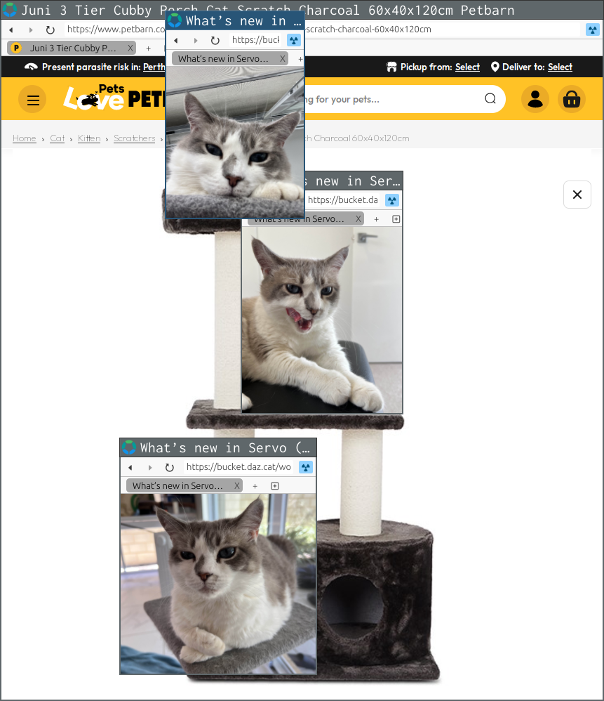 Servo 0.0.4 showing new support for multiple windows