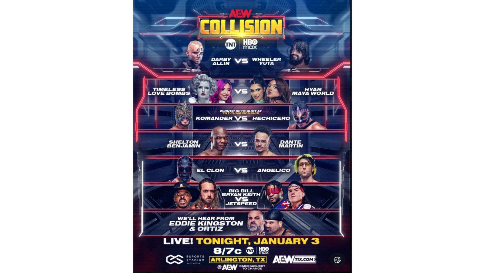 Match card for Saturday night