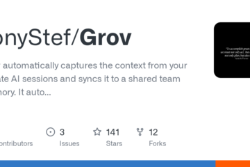 TonyStef/Grov: Grov automatically captures the context from your private AI sessions and syncs it to a shared team memory. It auto injects relevant memories across developers and future sessions to save tokens and time spent on tasks.