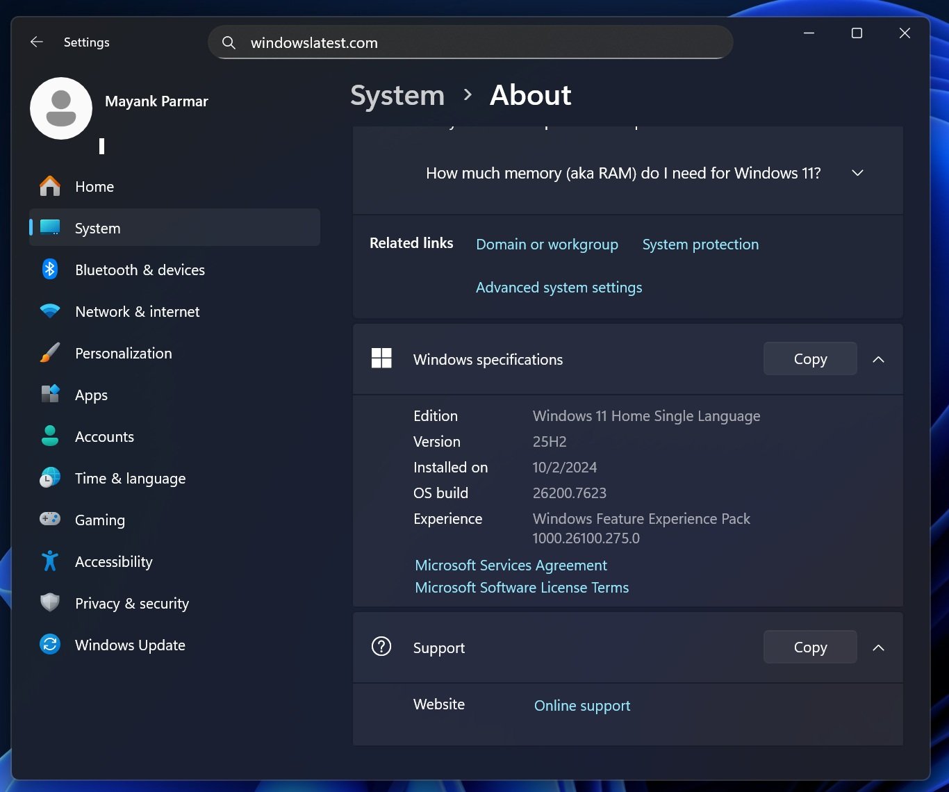 Windows 11 January 2026 Update build number