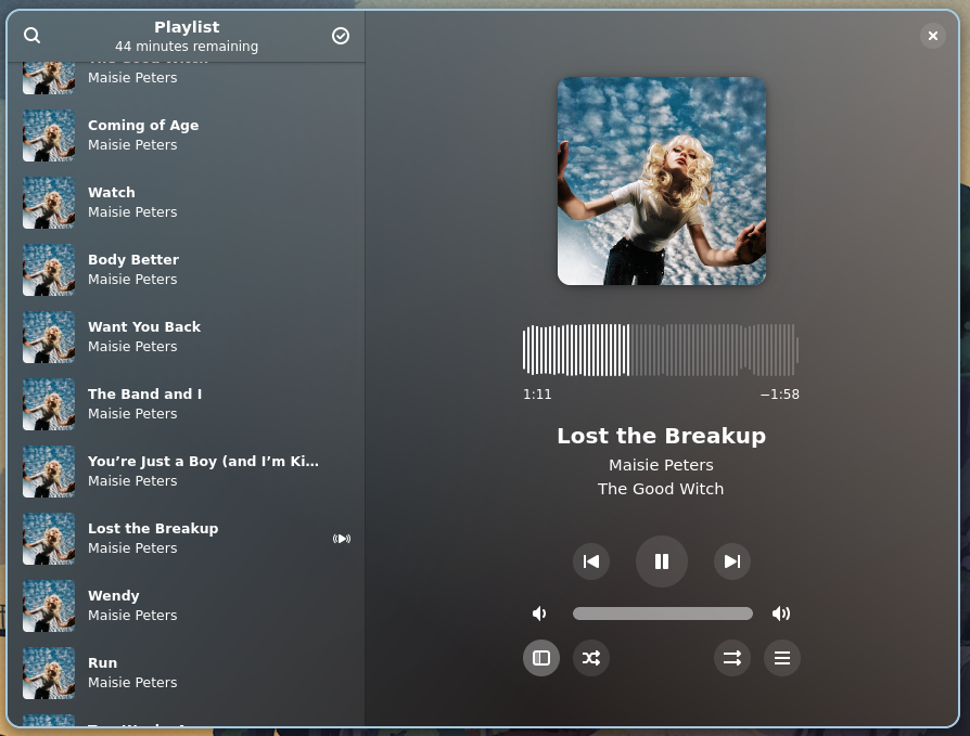 screenshot of Amberol