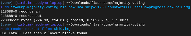 Trying to parse the UBI image with ubi_reader still fails - this time even before finding any file systems (wtf?)