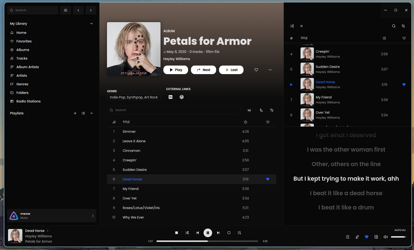 screenshot of Feishin