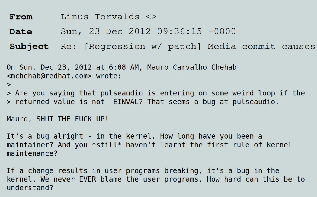 Linus on kernel stability: Don