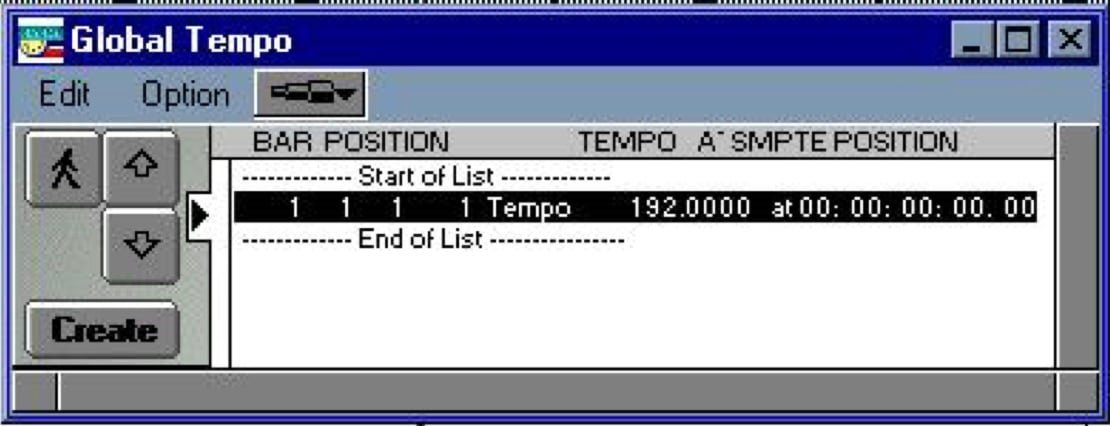 Emagic Logic tempo display showing 4 decimal places