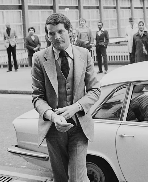 Image source Getty Images Norman Scott arrives at the Old Bailey in May 1979 for the trial of Liberal Party leader Jeremy Thorpe