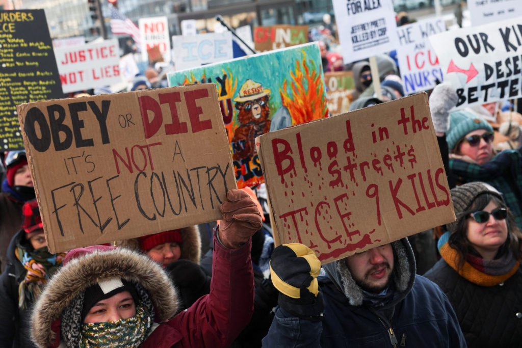 Protest after federal agents fatally shot a man while trying to arrest him in Minneapolis