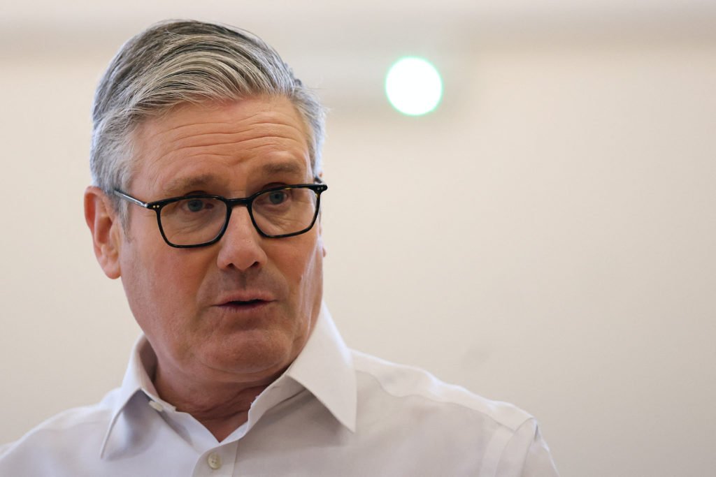 British Prime Minister Keir Starmer takes part in his cost of living tour of Hertfordshire