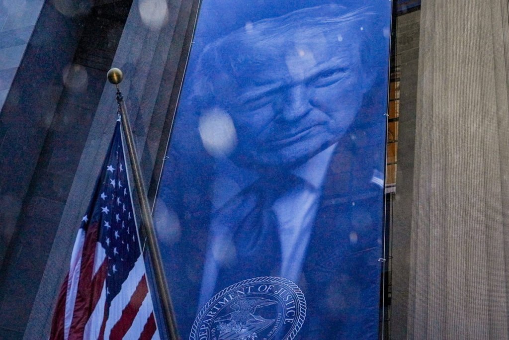 Trump’s face is now on the Justice Department headquarters