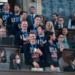 The USA Men’s Hockey Team gets a standing ovation during the State of the Union address