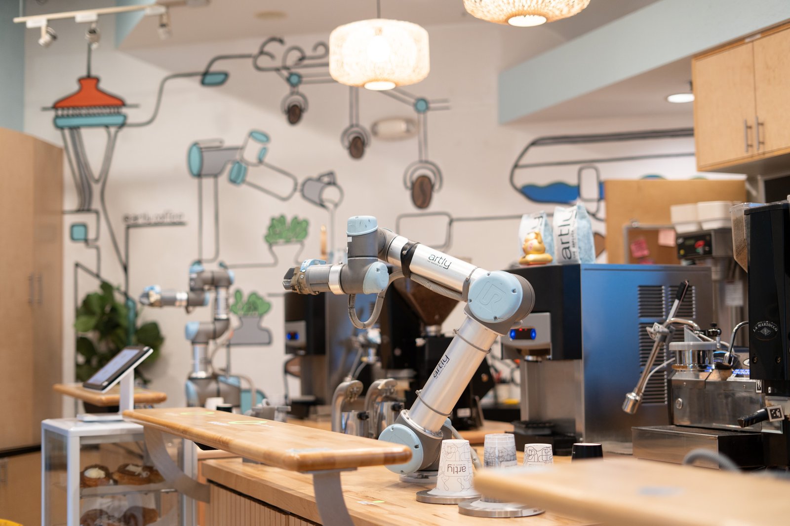 Artly robot barista in downtown Seattle cafe