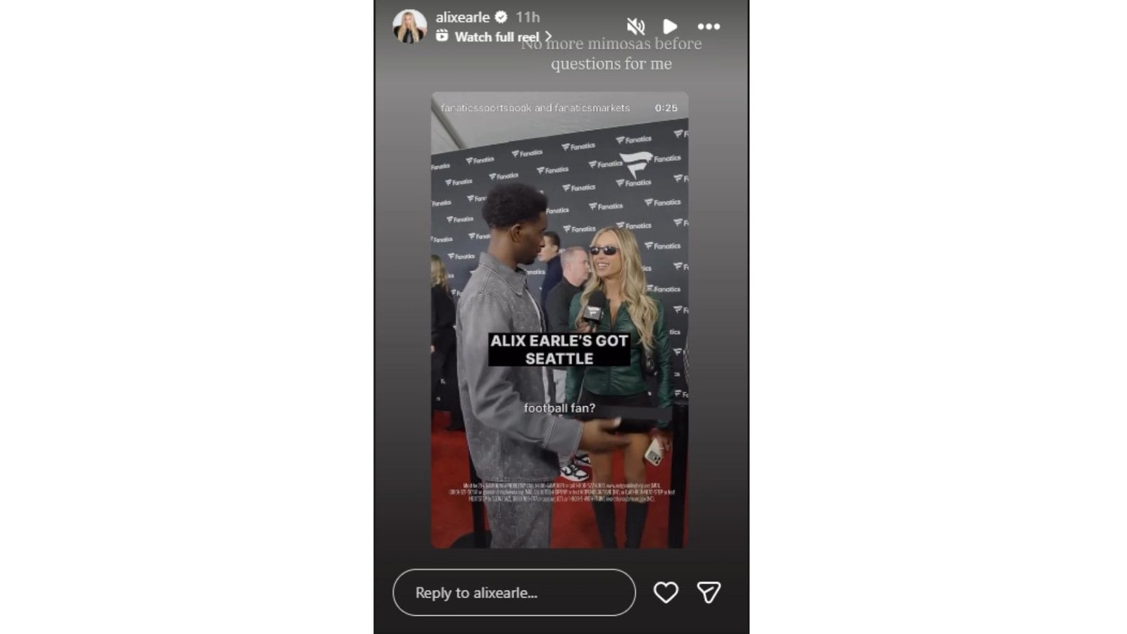 Earle joked that she had a lot of mimosas before she made her choice. (Credit: alixearle)