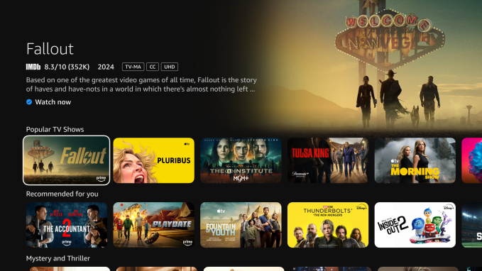 New Fire TV UI navigation screen