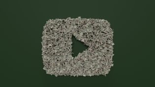 YouTube logo made of dollar bills