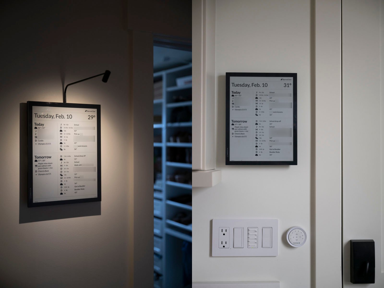 Bedroom and mudroom displays